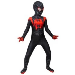 Gift For Boys Miles Morales Black Spider-man Cosplay Suit HQ Printed Costumes