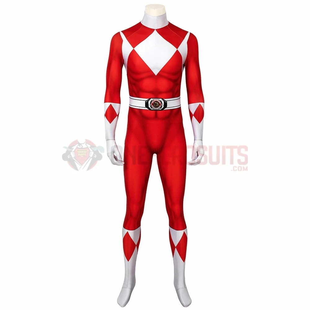 Red Power Ranger Cosplay Suit Classic Red Spandex Power Rangers Costumes 4 Red Power Ranger Cosplay Suit Classic Red Spandex Power Rangers Costumes - Image 2