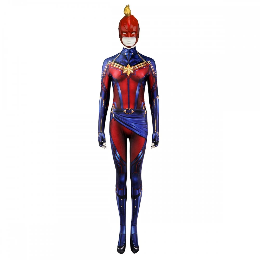 Captain Marvel Cosplay Costume Carol Danvers Spandex Bodysuit 3 Captain Marvel Cosplay Costume Carol Danvers Spandex Bodysuit