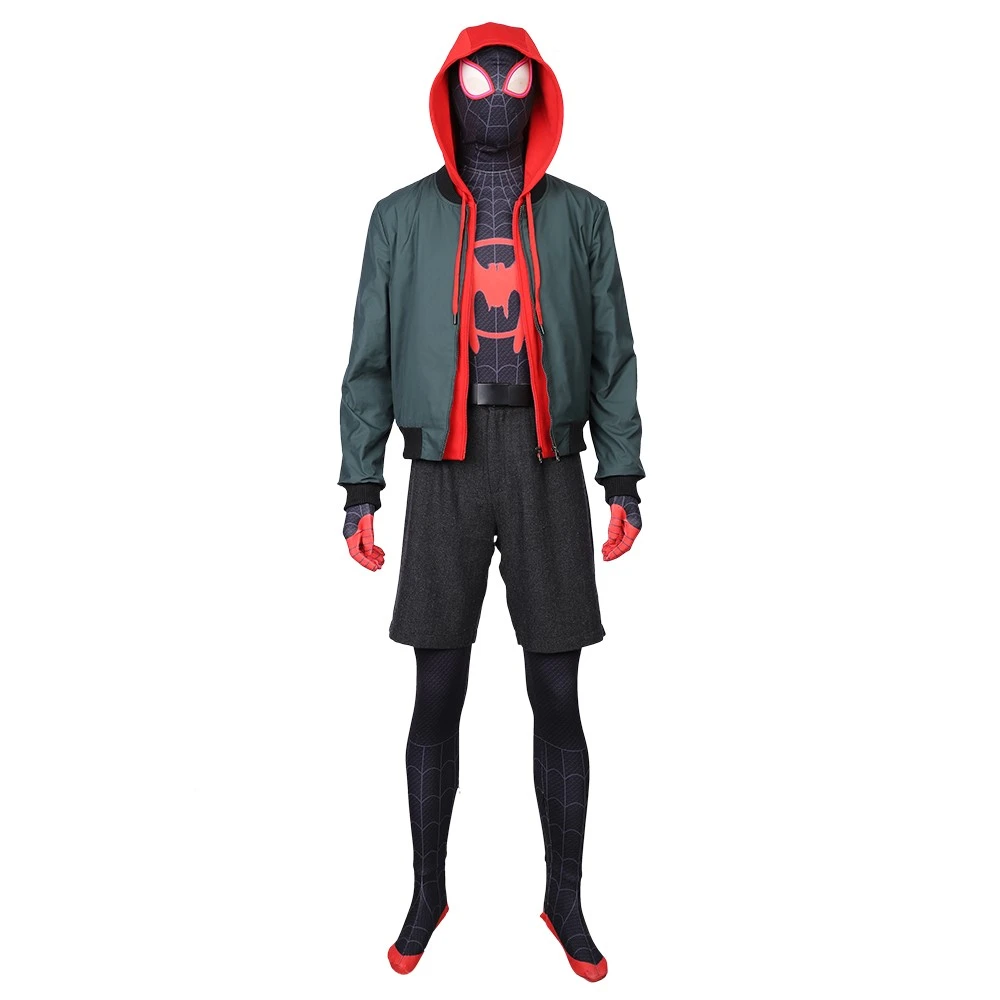 Miles Morales Cosplay Costumes Spider Man Into The Spider Verse Miles Green Coat 3 Miles Morales Cosplay Costumes Spider Man Into The Spider Verse Miles Green Coat