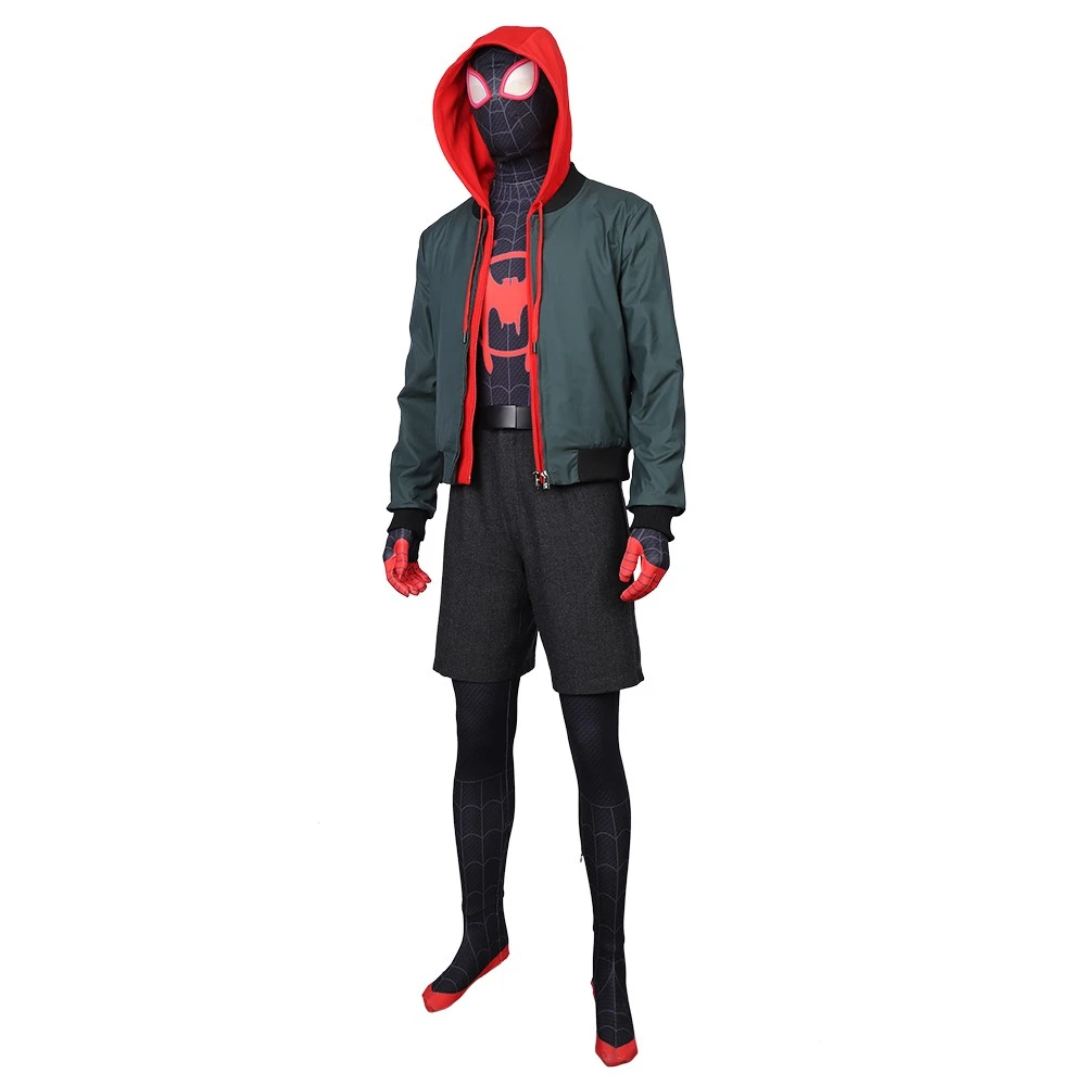 Miles Morales Cosplay Costumes Spider Man Into The Spider Verse Miles Green Coat 4 Miles Morales Cosplay Costumes Spider Man Into The Spider Verse Miles Green Coat - Image 2