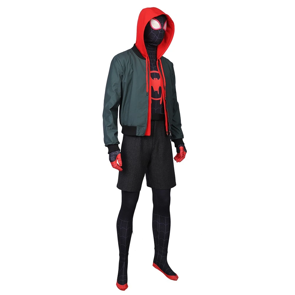 Miles Morales Cosplay Costumes Spider Man Into The Spider Verse Miles Green Coat 5 Miles Morales Cosplay Costumes Spider Man Into The Spider Verse Miles Green Coat - Image 3