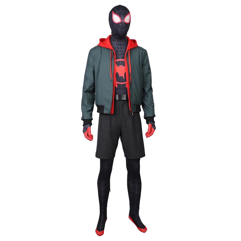 Miles Morales Cosplay Costumes Spider Man Into The Spider Verse Miles Green Coat 10 Miles Morales Cosplay Costumes Spider Man Into The Spider Verse Miles Green Coat - Image 8