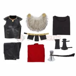 Thor 4 Cosplay Costumes Fur Collar Black Top Level Suits