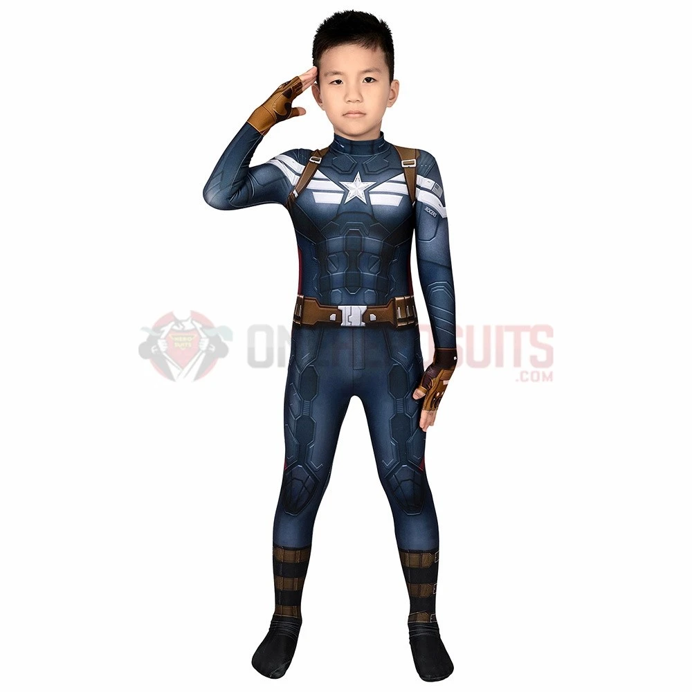 Captain America Suits For Kids Detail Printed Cosplay Costume For Halloween 8 Captain America Suits For Kids Detail Printed Cosplay Costume For Halloween - Image 6