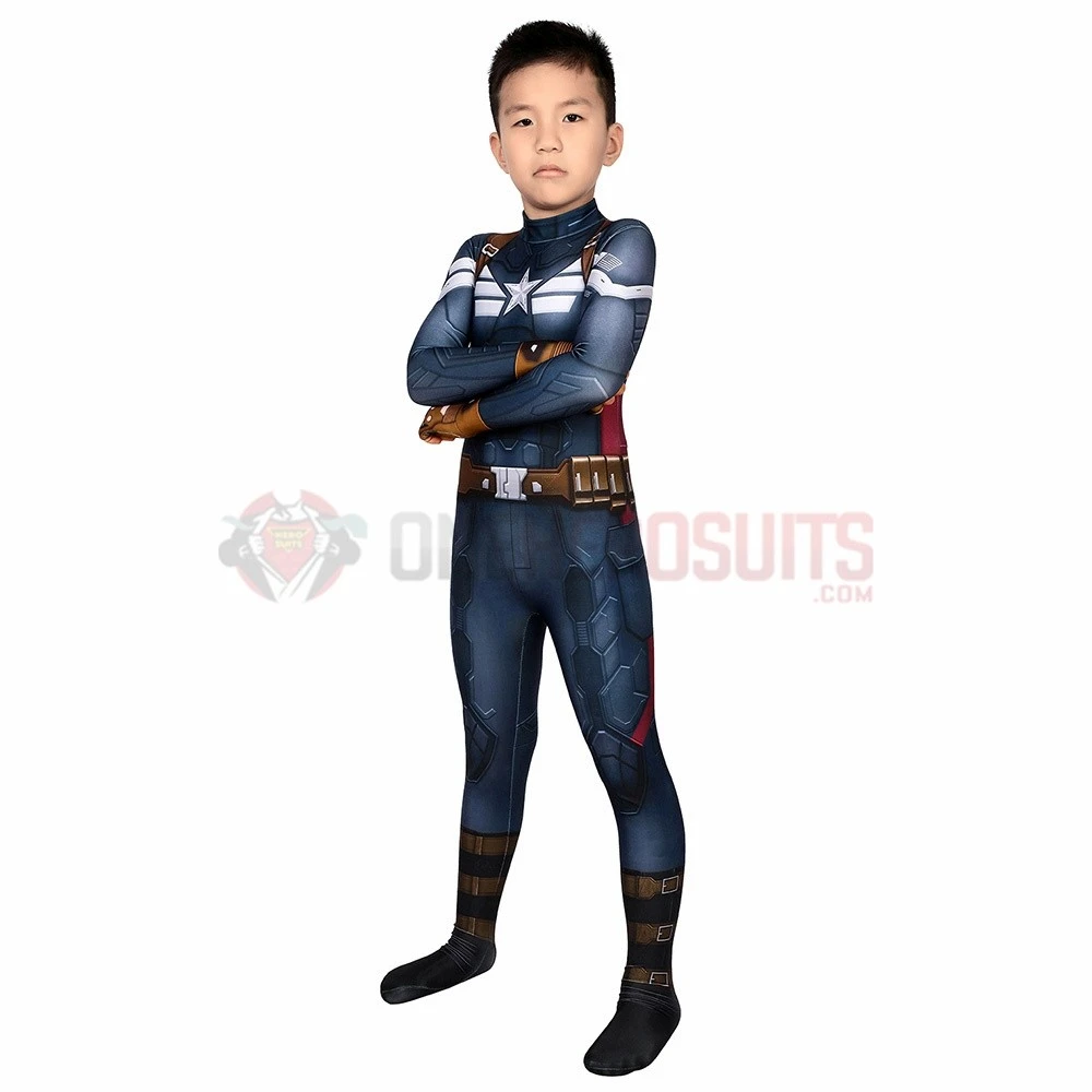 Captain America Suits For Kids Detail Printed Cosplay Costume For Halloween 7 Captain America Suits For Kids Detail Printed Cosplay Costume For Halloween - Image 5