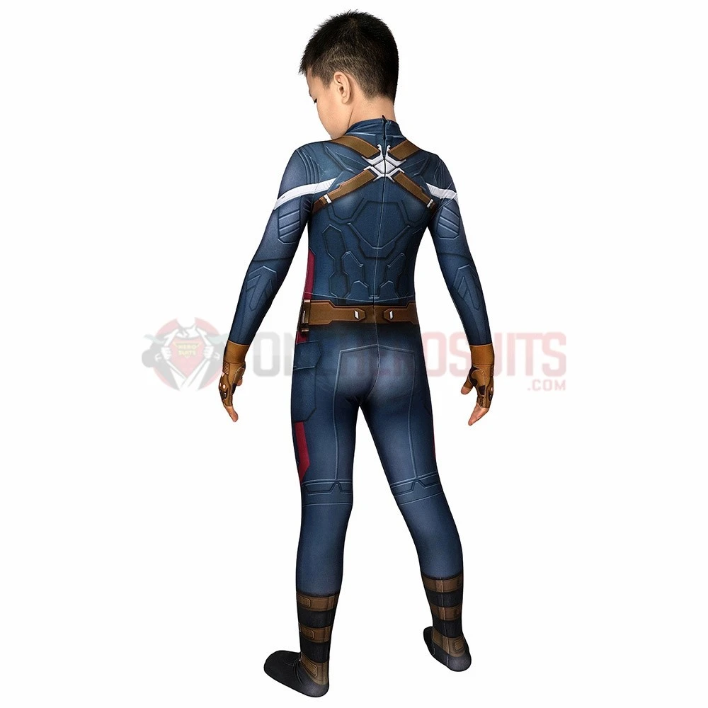 Captain America Suits For Kids Detail Printed Cosplay Costume For Halloween 9 Captain America Suits For Kids Detail Printed Cosplay Costume For Halloween - Image 7
