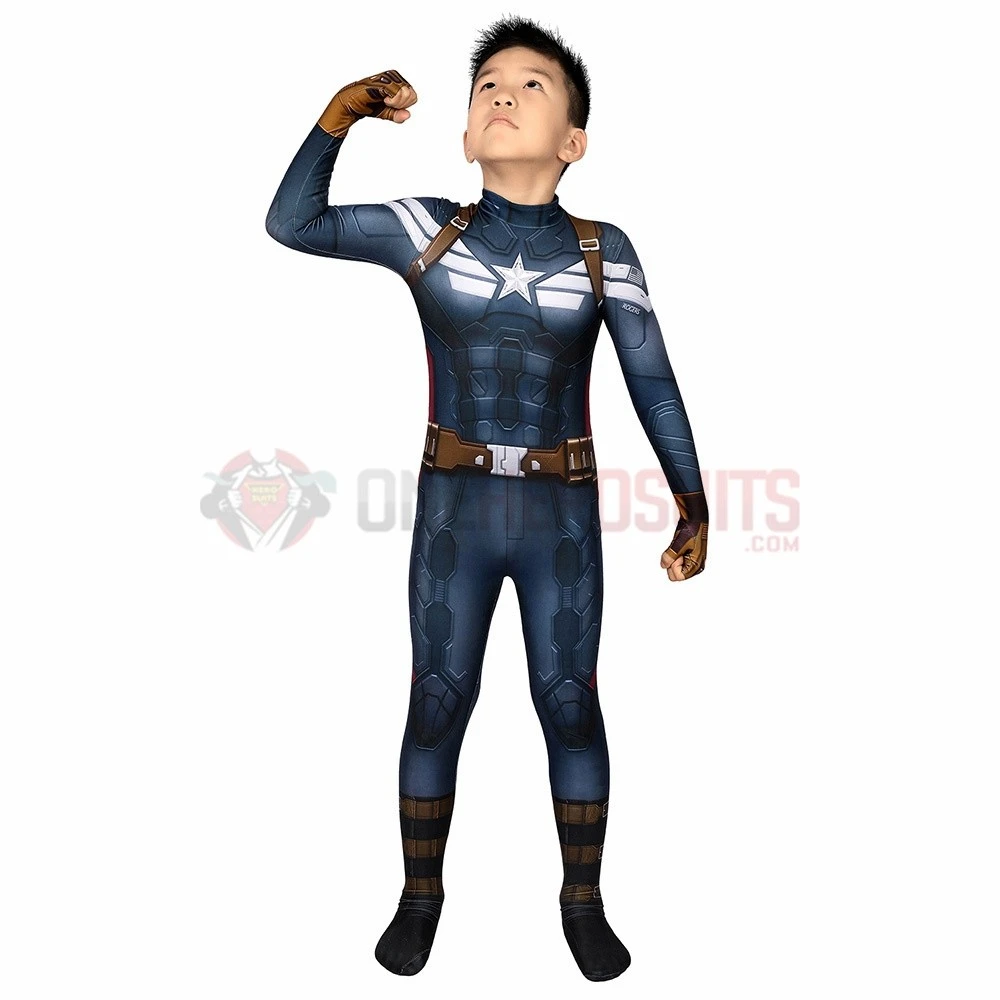 Captain America Suits For Kids Detail Printed Cosplay Costume For Halloween 10 Captain America Suits For Kids Detail Printed Cosplay Costume For Halloween - Image 8